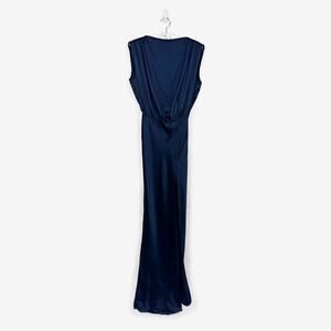 Amanda Uprichard Fabianna Gown Size S Navy Blue Ink‎ Silk Maxi Dress Glam Formal
